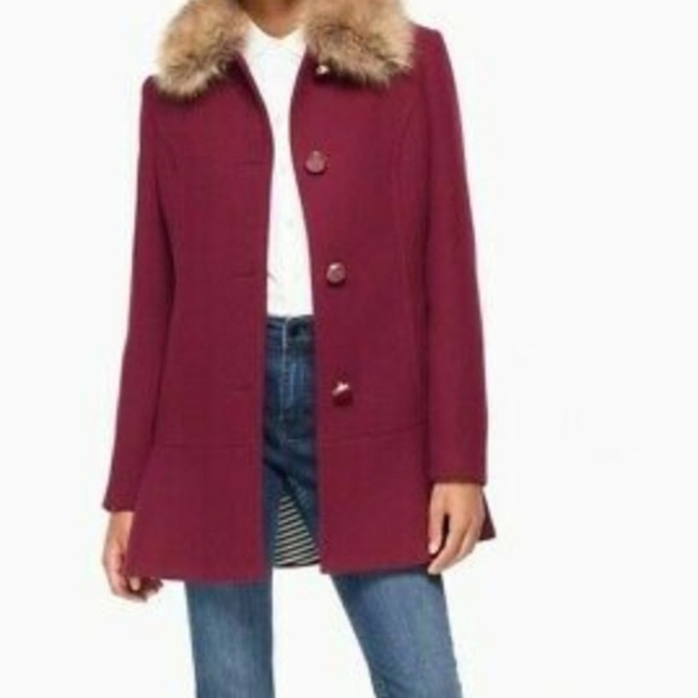 Kate spade faux fur collar coat